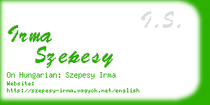 irma szepesy business card